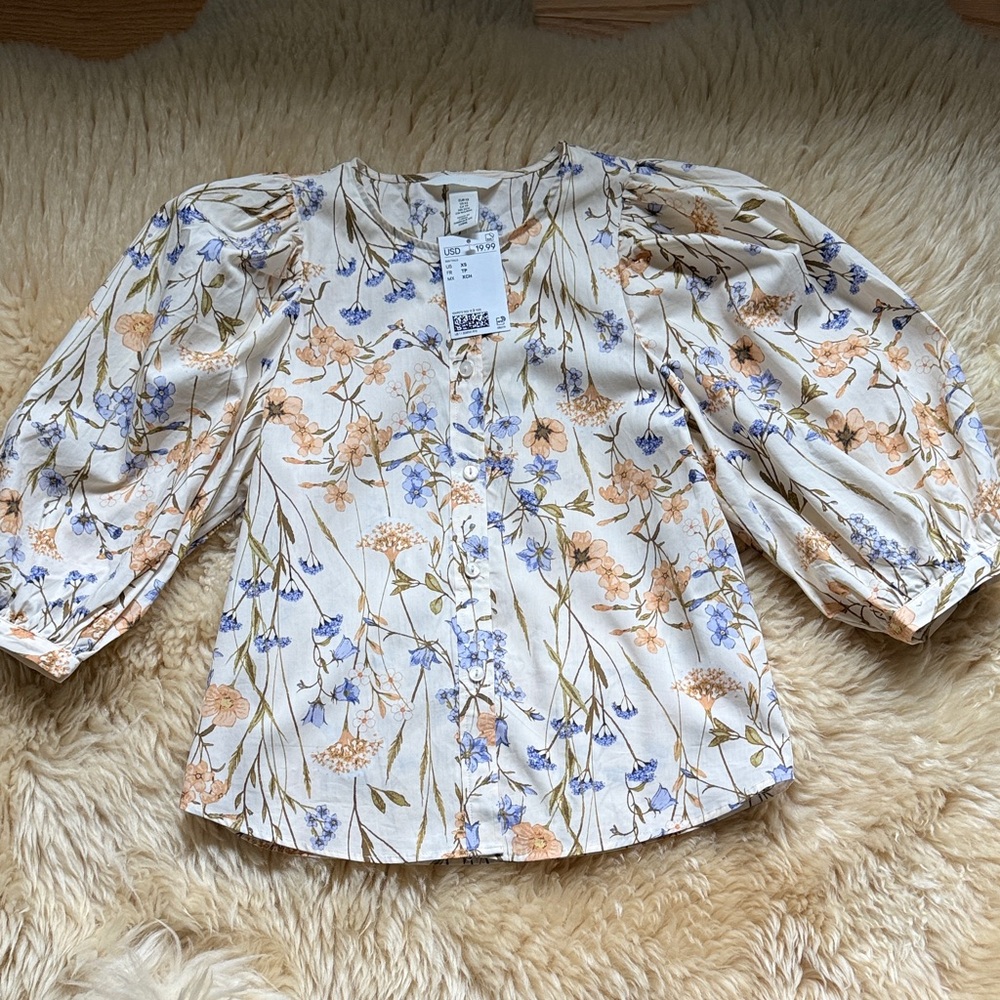 Floral Puff Sleeve Blouse